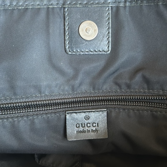 Authentic GUCCI Web Sherry Line Parana Tote Bag Nylon Leather Black - Picture 11 of 16